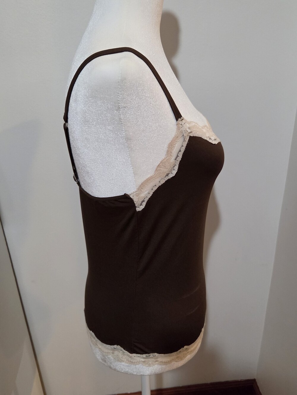 Vintage Y2k Brown And Cream Lace Dainty Feminine Casual Cami Tank Top | S - Picture 4 of 10